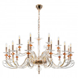 Подвесная люстра Crystal Lux Catarina SP12+6 V2 Gold/Transparent-Cognac